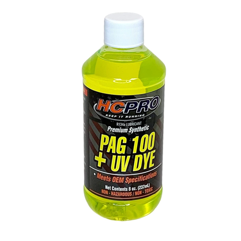 HCPro PAG 100 Oil & UV Dye PREMIUM Compressor Oil & U/V Dye 237ml Auto A/C