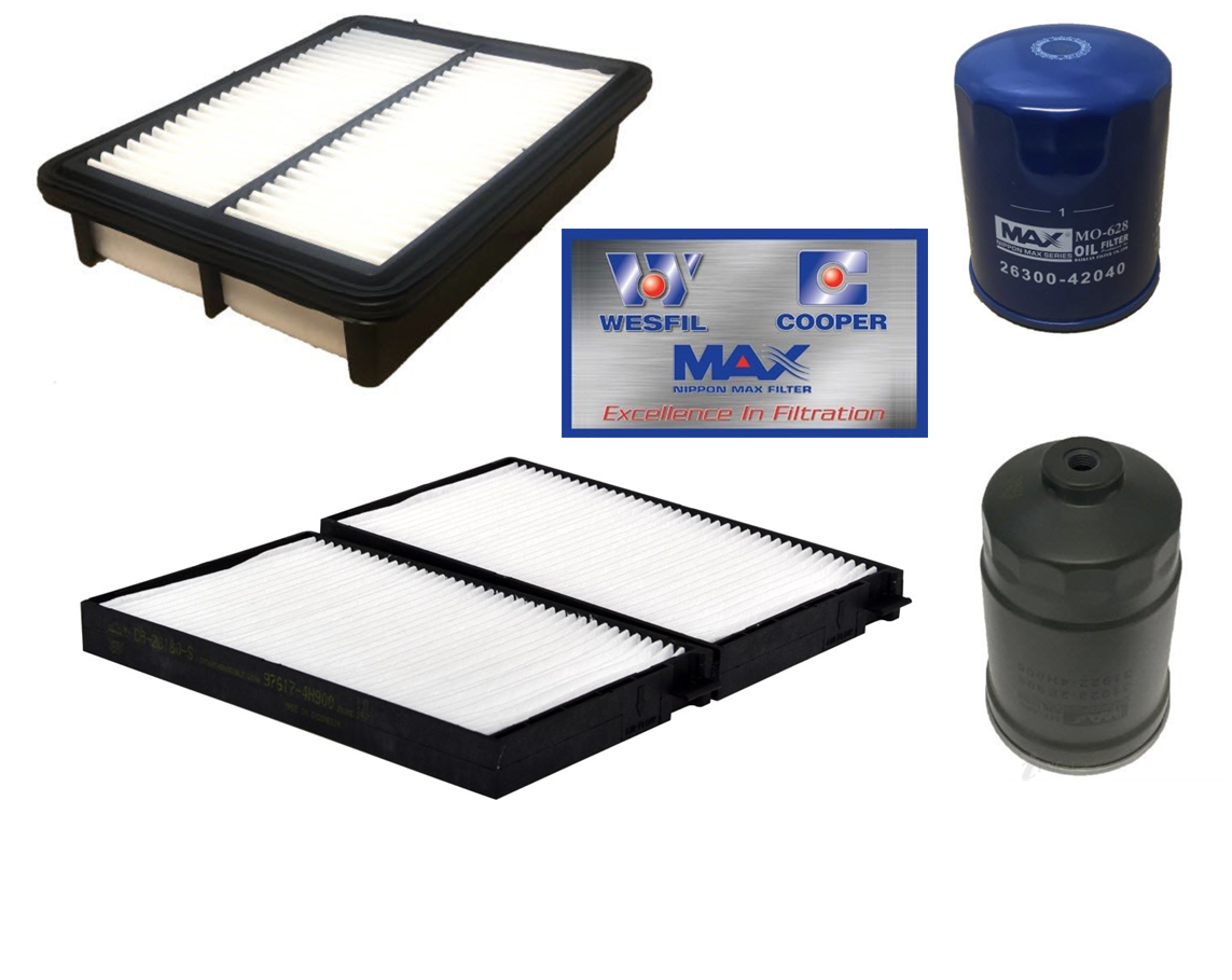 FILTER KIT Air Fuel Oil Cabin HYUNDAI iLOAD TQ-V D4CB 2.5L TURBO DIESEL 08-12