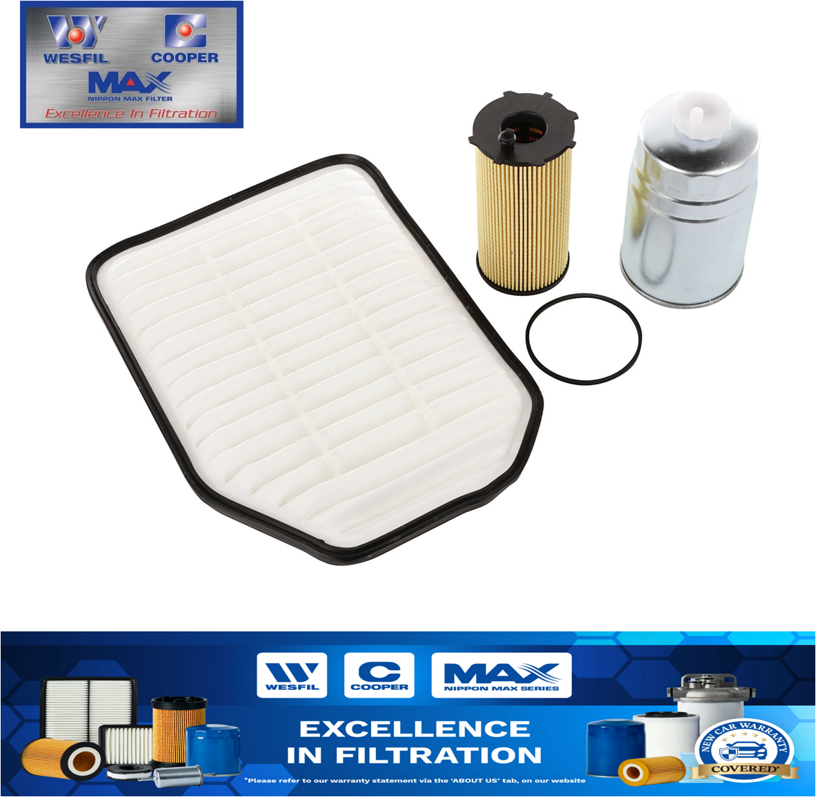 WK57 Air Oil Fuel Filter Kit Jeep Wrangler JK 2.8 TD CRDi Turbo Diesel 2007-on