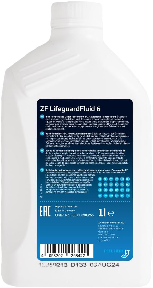 ZF Lifeguard Fluid 6 Automatic Transmission Oil 1 Litre (AA00.601.304)