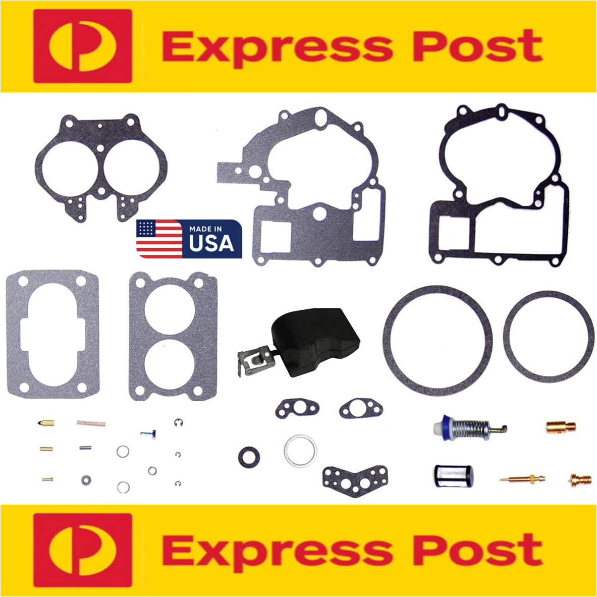 CARBURETTOR REPAIR KIT & FLOAT FITS MERCRUISER ROCHESTER MERCARB 3.0L 5.0L 5.7L