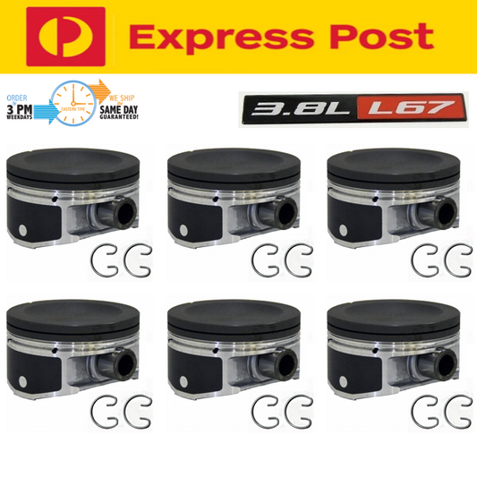 6x Piston Set (Anodized Head) for Holden L67 Supercharged 3.8L V6 VS VT VU VX VY