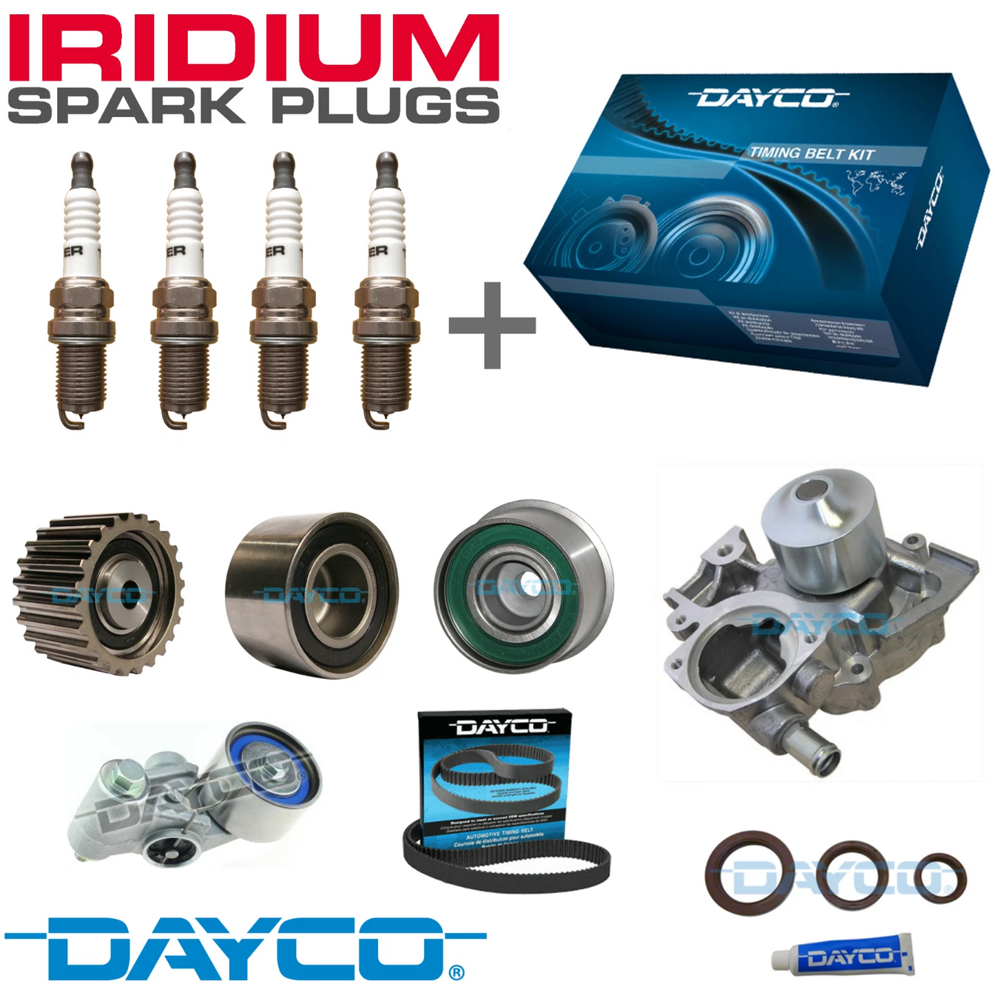 TIMING BELT KIT, WATER PUMP + IRIDIUM PLUGS for Subaru Forester 2.5L EJ253