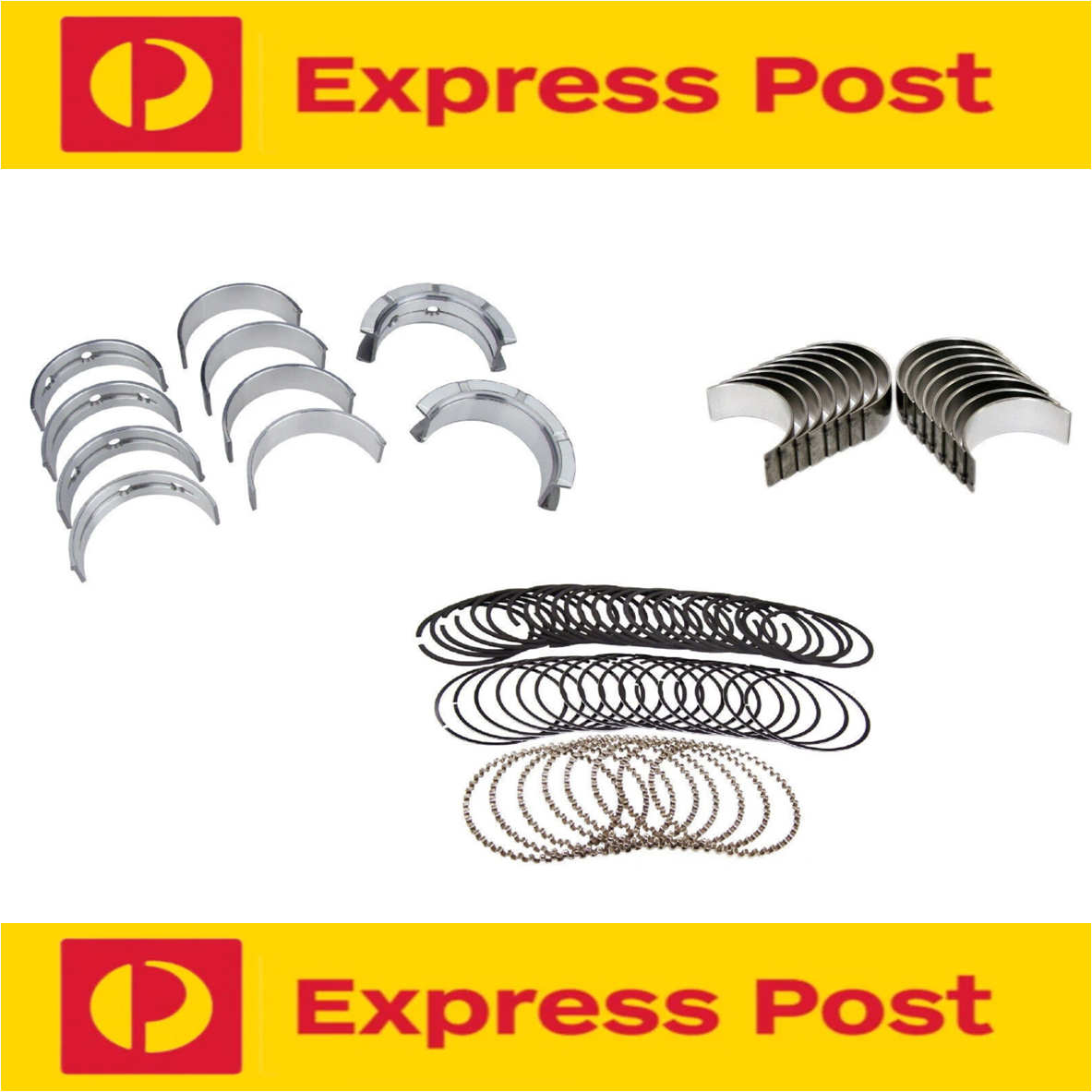 Clevite Main CONROD Bearings & NIPPON Chrome Piston Rings for HOLDEN LS1 5.7L
