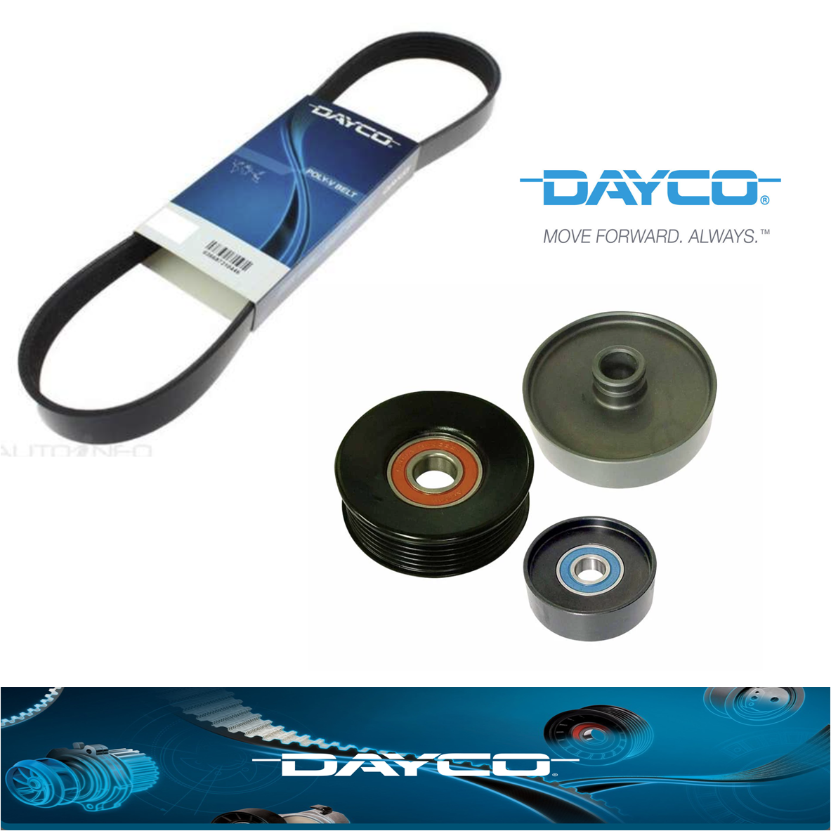 DAYCO Pulley & Drive Belt Kit Ford Falcon BA BF FG Territory SX SY SZ BARRA 4.0L