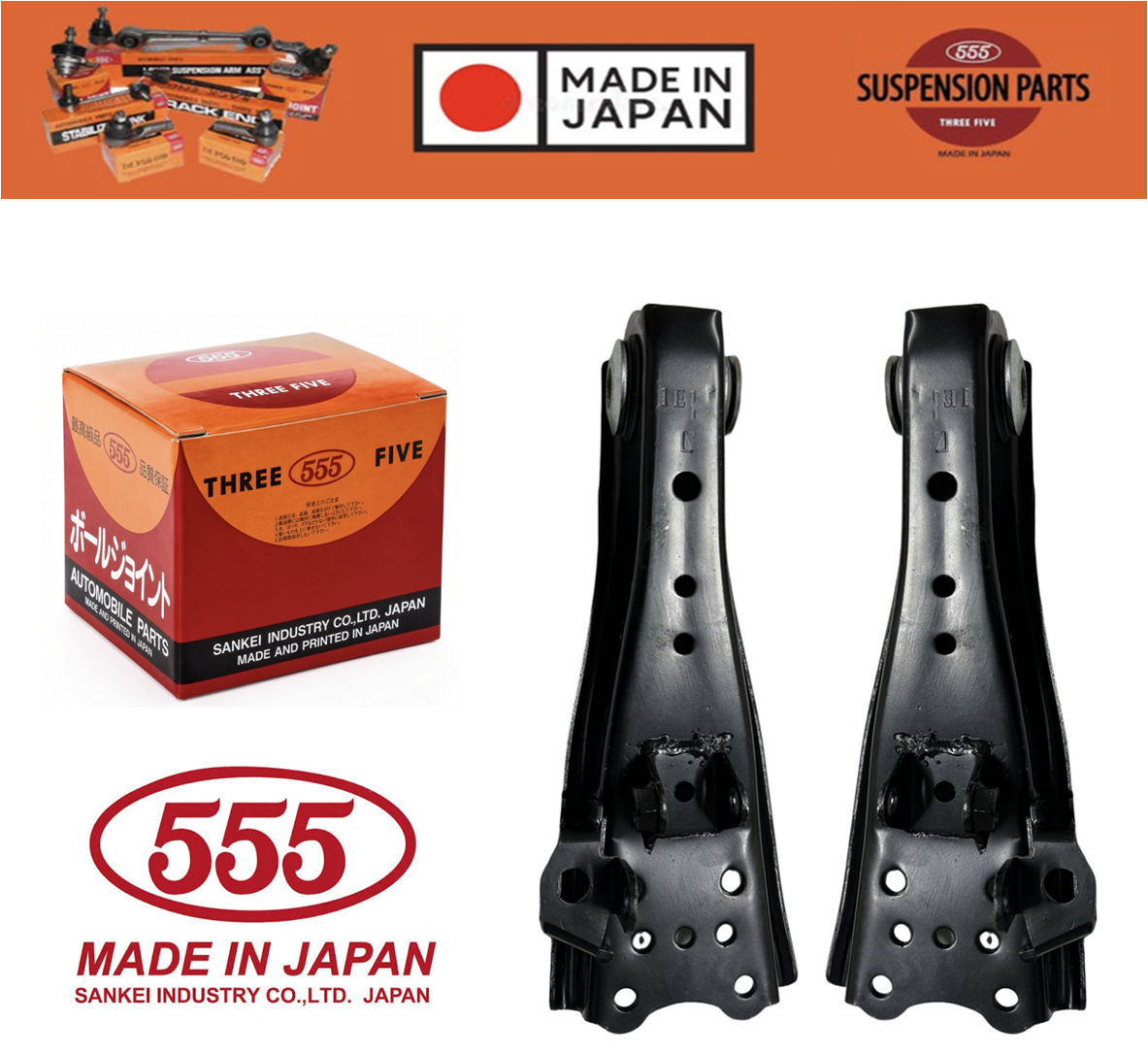 555 JAPAN Front Lower Control Arms LH+RH For Toyota Hiace RZH LH 1989-2005