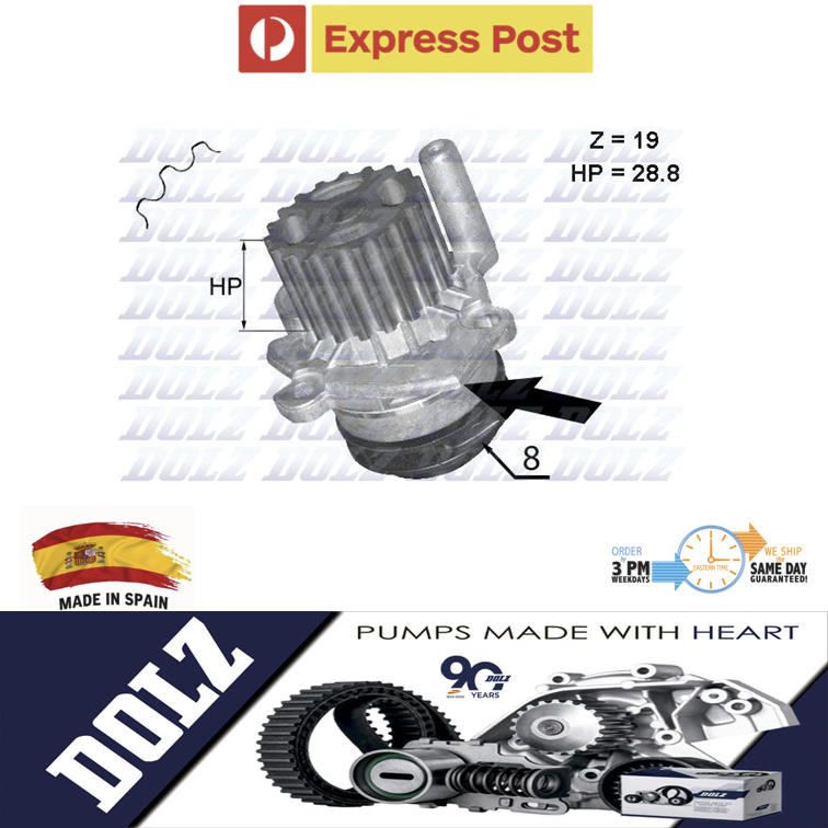 DOLZ Water Pump for Volkswagen VW Golf MK6 1.6L CAYC Engine 2009-2014