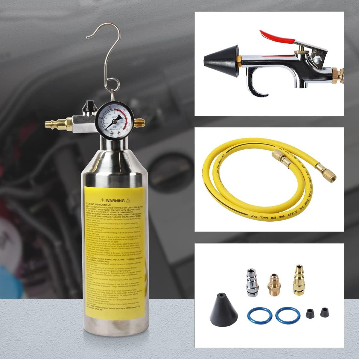 Automotive AC Air Conditioning Flushing Cleaning Kit A/C Drain Tool with 1M Hose