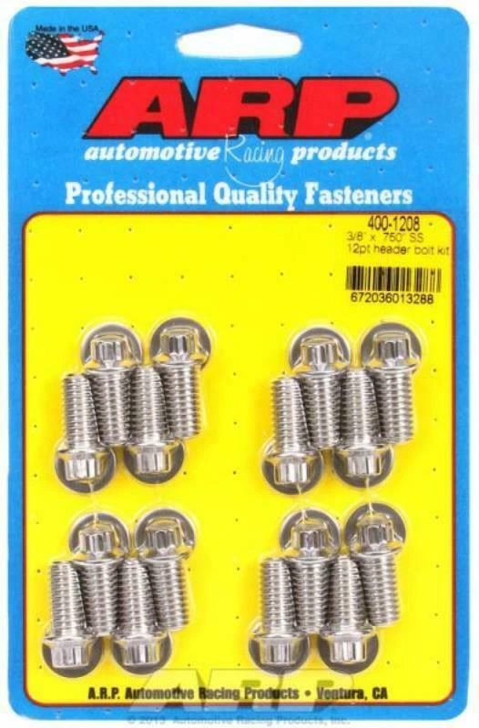 ARP Exhaust Header Bolt Kit 12-Point S/S Universal 3/8" X .750" UHL 16 Pack