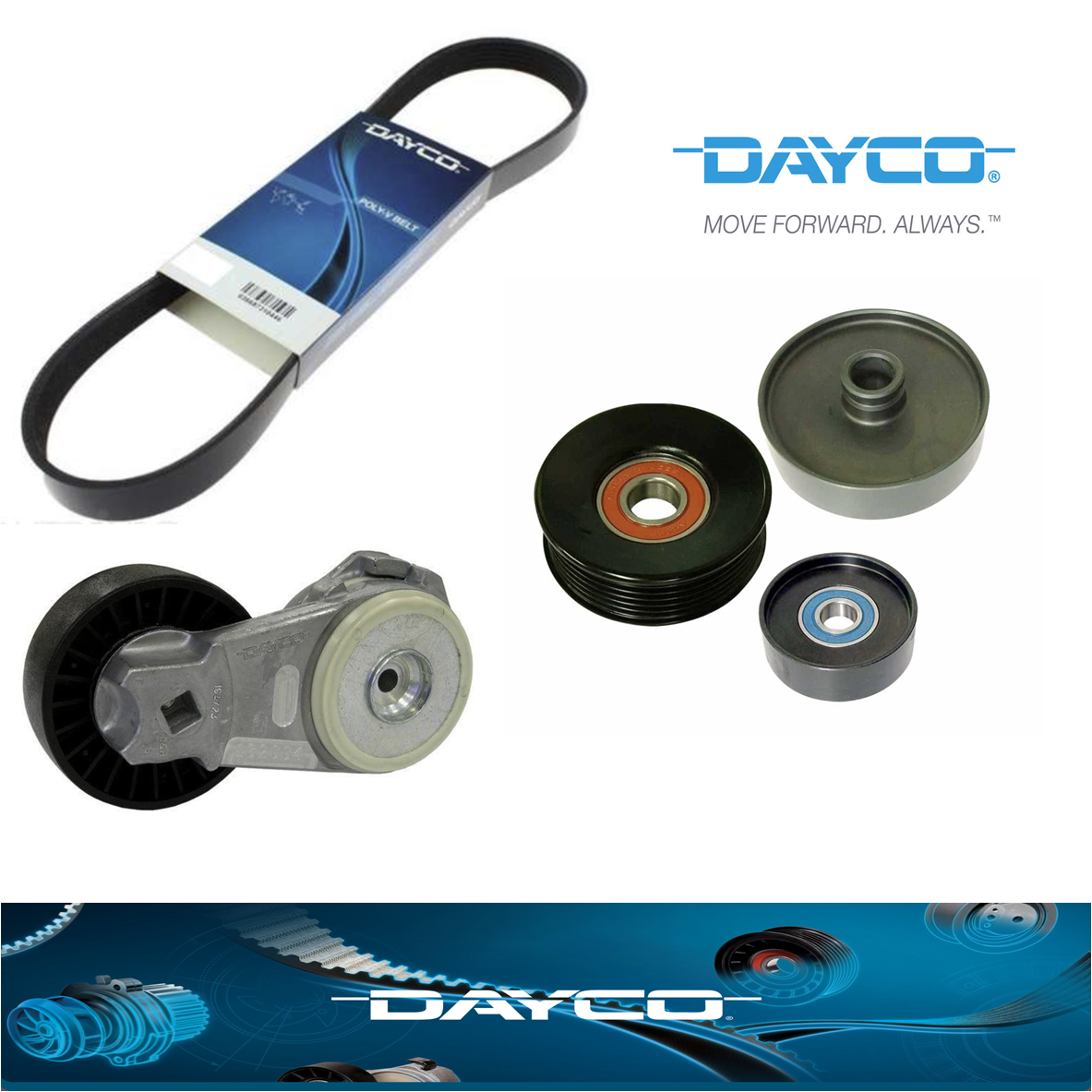 Drive Belt Pulley & Tensioner Kit Ford Falcon BA BF FG Territory SX SY SZ 4.0L