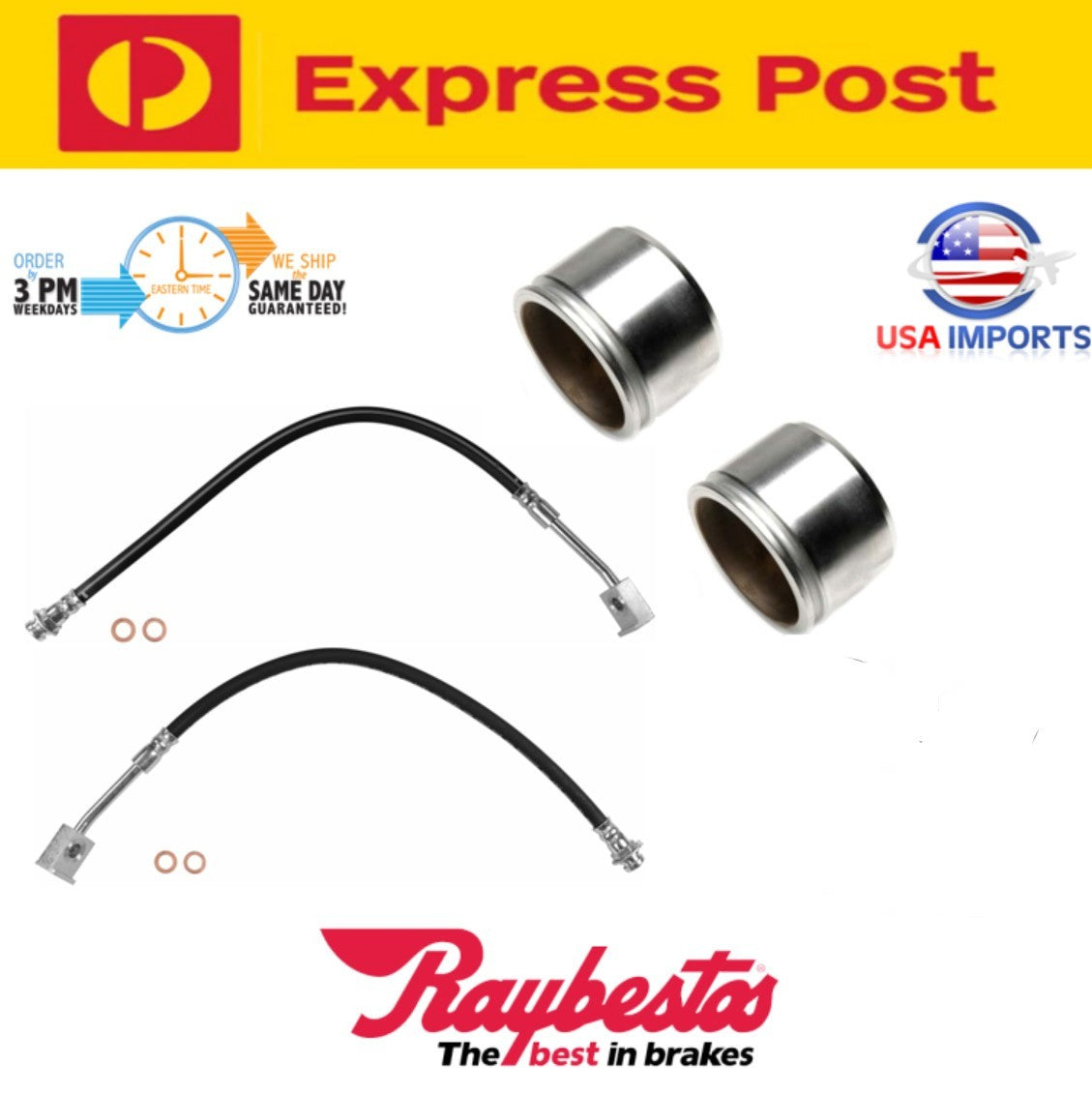 Front Brake Caliper Kit Hose Line Piston Set for Ford F100 F150 74-80 2WD