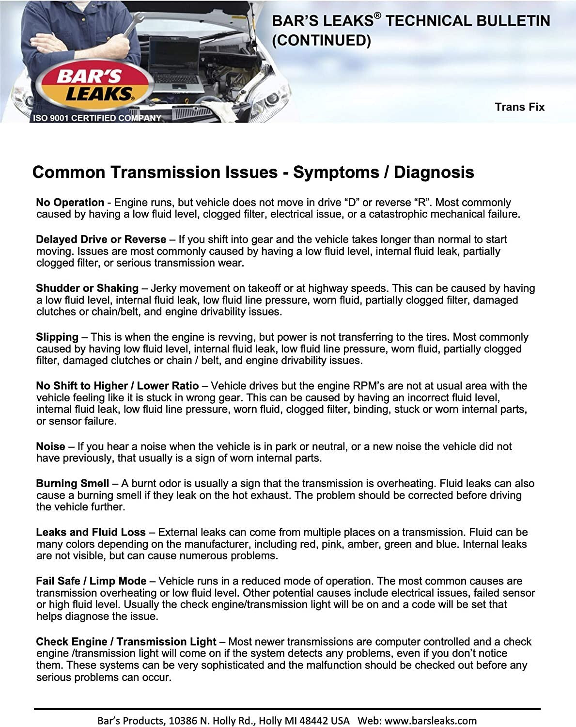 Bar's Leaks Trans Fix Transmission Leaks Repair for Automatic and CVT use