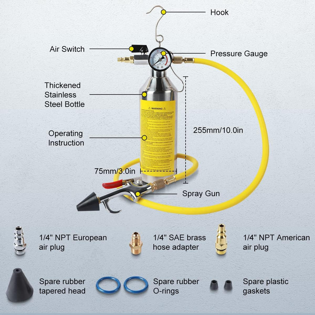 Automotive AC Air Conditioning Flushing Cleaning Kit A/C Drain Tool with 1M Hose