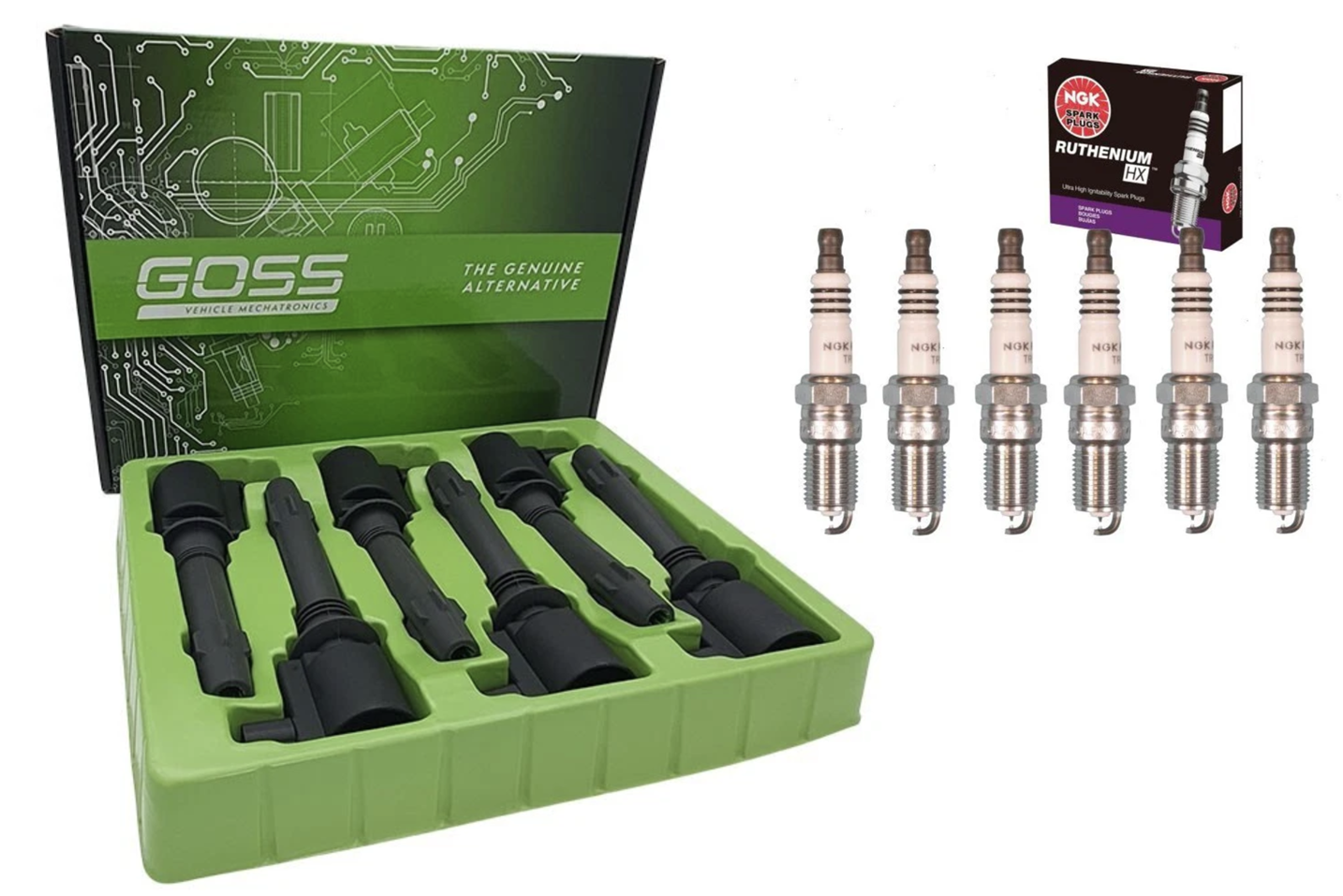 IGNITION COIL PACK & RUTHENIUM SPARK PLUGS FORD FALCON BA BF TERRITORY SX SY