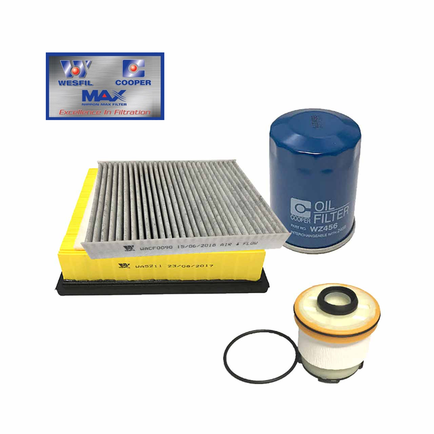 WESFIL 4WD Air Oil Fuel Filter Service Kit Mitsubishi Triton Pajero Sport 15-22