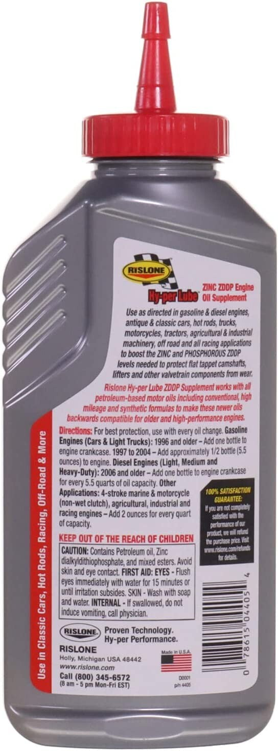 Rislone Zinc ZDDP Engine Oil Additive Supplement 325ml Cam Camshaft Run Break in