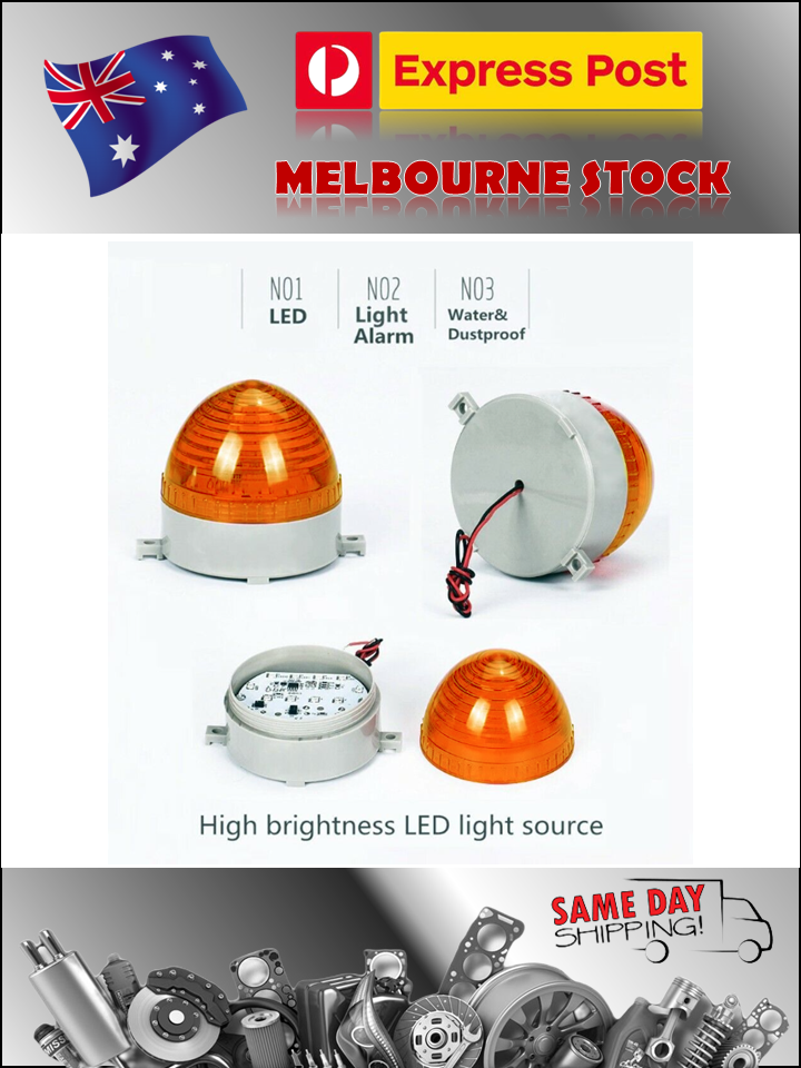 Emergency Strobe Warning Light 75mm - 80mm 70fpm 240V Yellow Hard Wired Orange