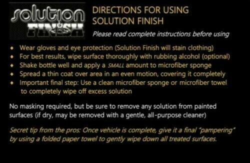 Solution Finish Plastic & Vinyl Restorer 350ml Black 12oz 1 x Free Applicator