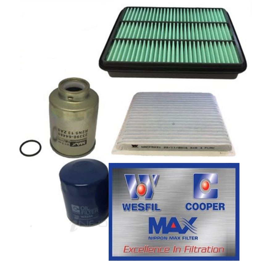 FILTER KIT OIL AIR FUEL CABIN LANDCRUISER PRADO KZJ120R 1KZ-TE 3.0L DIESEL 03-06