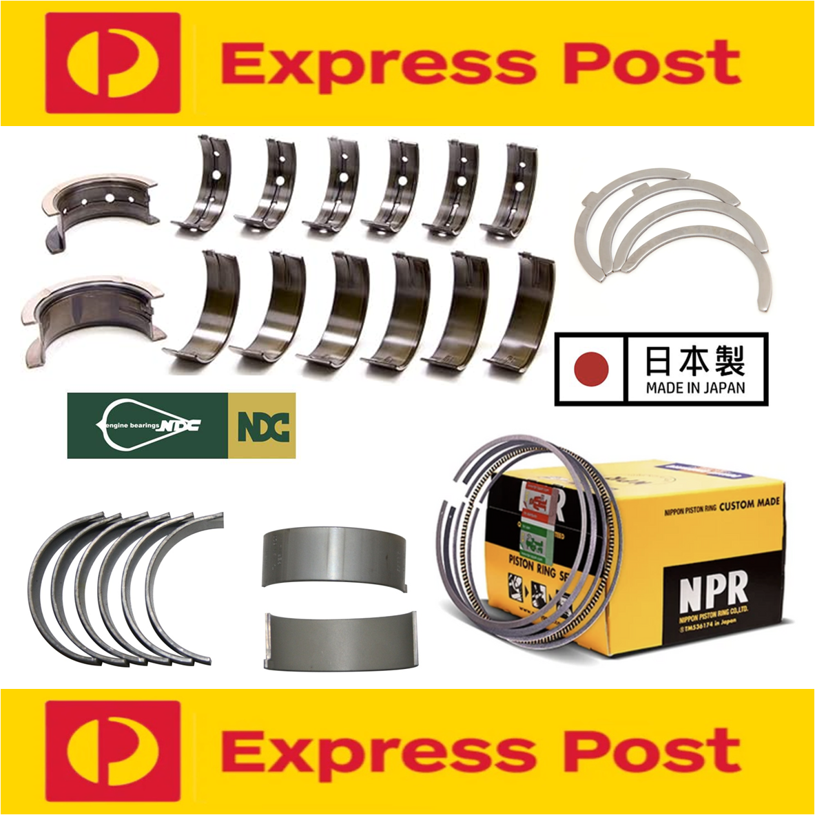 NDC CONROD MAIN THRUST BEARING NPR PISTON RINGS SET FOR MAZDA MX-5 BP DOHC 323