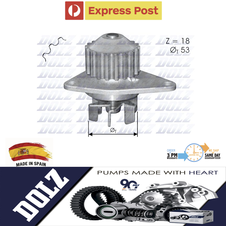 DOLZ Water Pump for Citroen Berlingo 1999-2010 1.4L TU3JP Engine