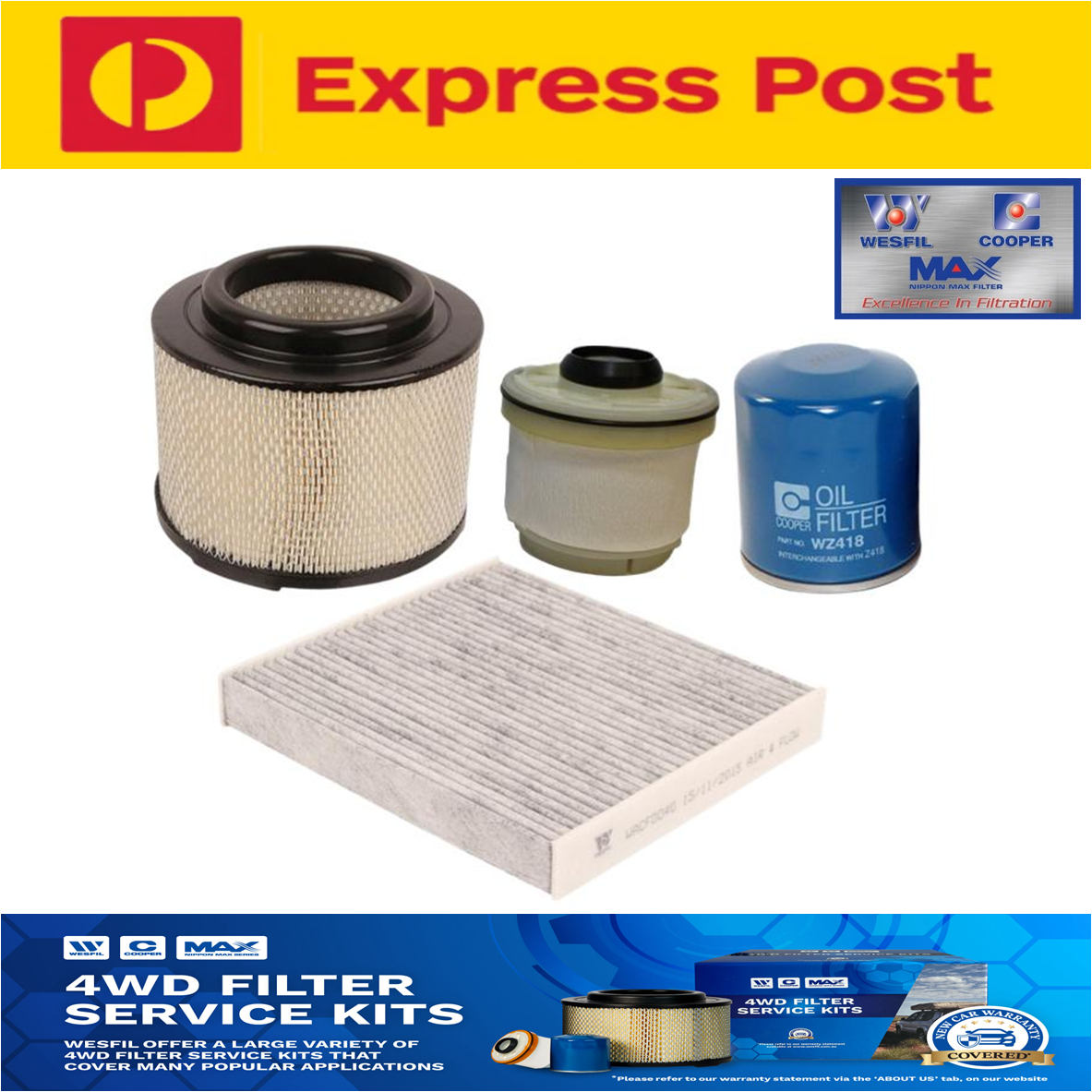 Air Fuel Oil Cabin Filter Kit for  Toyota Hilux KUN36 1KD 3.0 Diesel