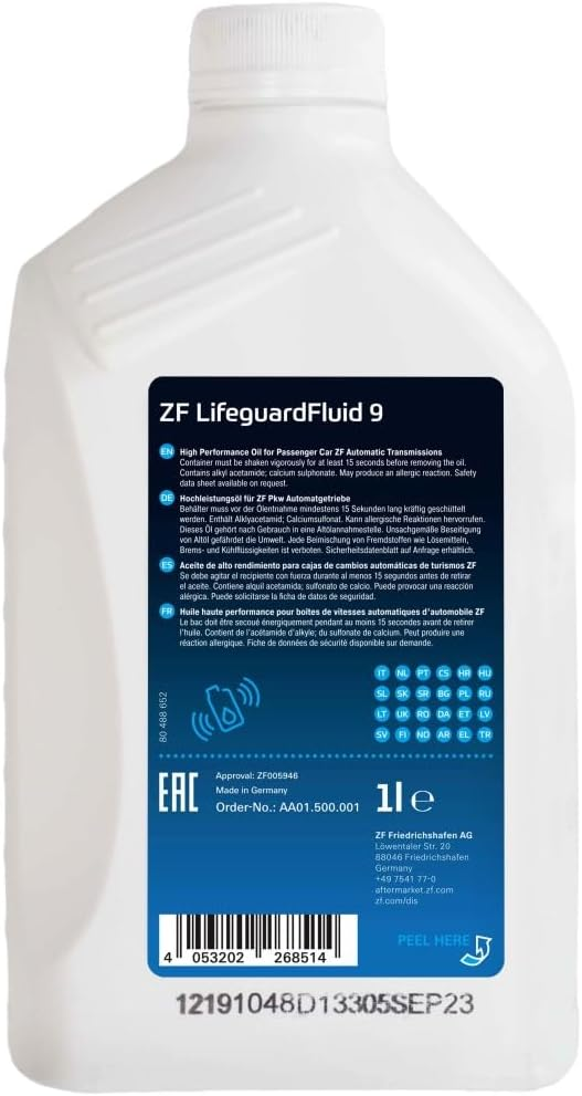 Genuine Brand New ZF Lifeguard 9 Transmission Oil 1L 749920-1 ZF9HP 948TE 9HP48