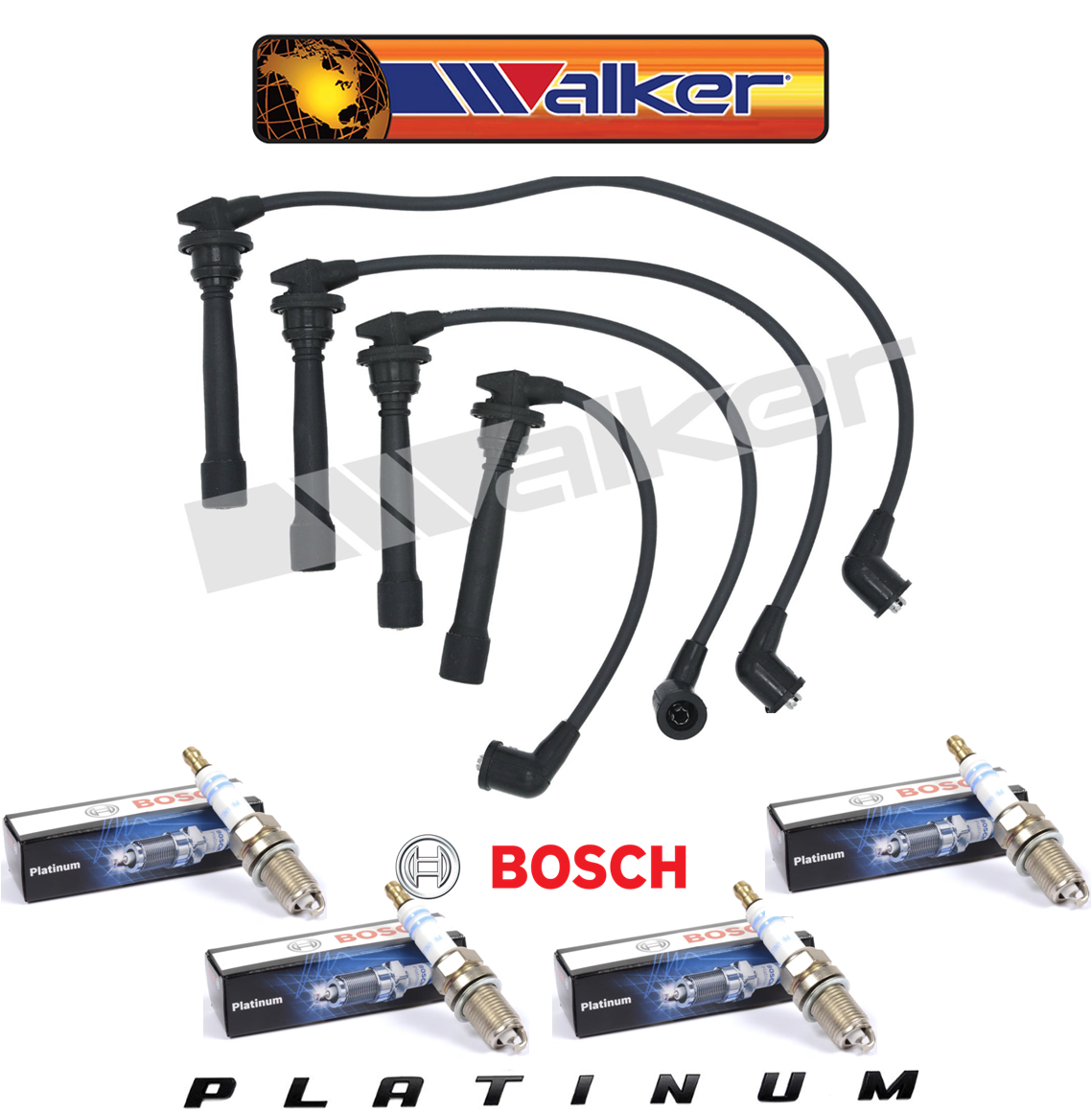 WALKER IGNITION LEADS & BOSCH SPARK PLUGS for Hyundai Getz 1.4L, 1.5L, 1.6L DOHC