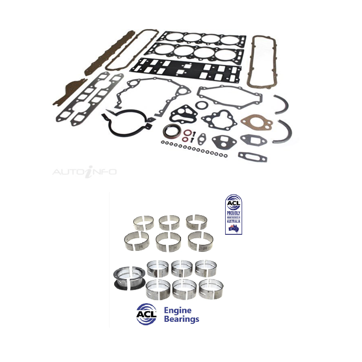 Full Engine Gasket Kit & main and big end bearings 0.010 for Holden 253 Engine