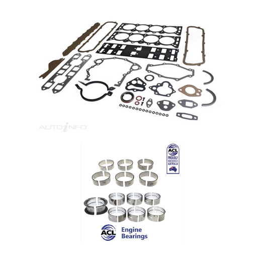 Full Engine Gasket Kit & main and big end bearings 0.010 for Holden 253 Engine