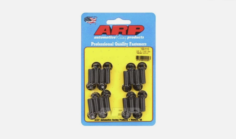 ARP Exhaust Header Bolt Kit Hex Head Black Universal 3/8" X 1.000" UHL 16-Pack