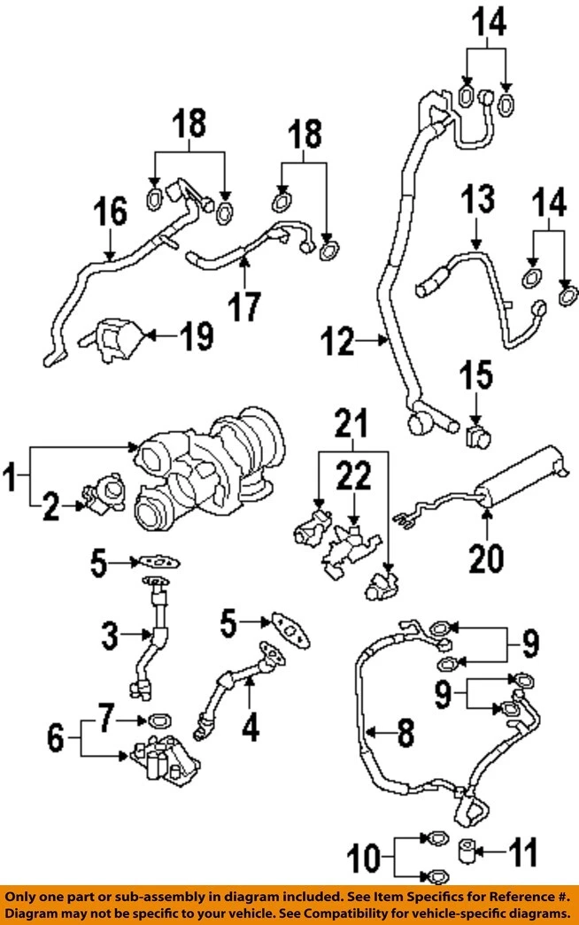 Oil outlet (turbocharger) turbo pipe gasket for BMW X6 (E71, E72) 4.4 2008-2014