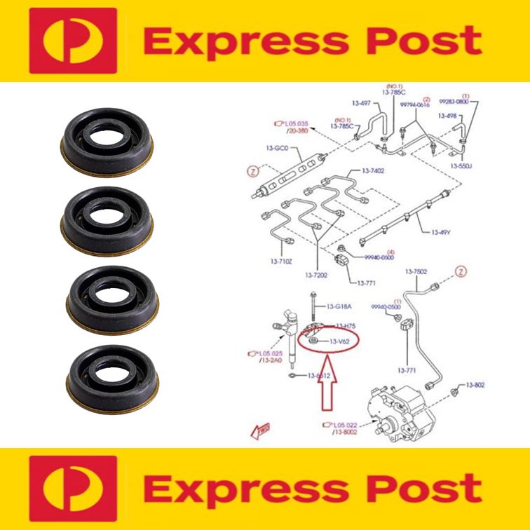 4 X Ford Ranger PJ PK Mazda UN BT-50 BT50 Diesel Injector Clamp Bolt Seals