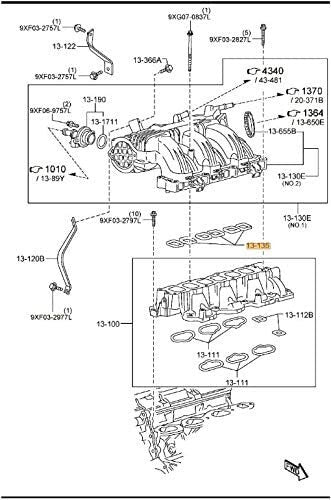 Upper Inlet Manifold Plenum Gasket Set for Mazda CX-9 TB V6 3.7L CY0113135