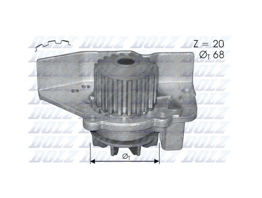 DOLZ Water Pump for Peugeot 306 2.0L 97-03 (XU10J4 XU10J4R XU10J4RS Engines)